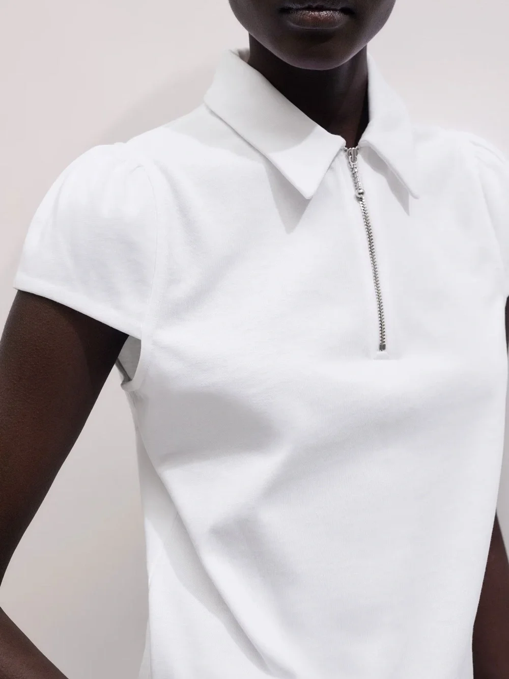 ME+EM White Cap Sleeve Polo Tee